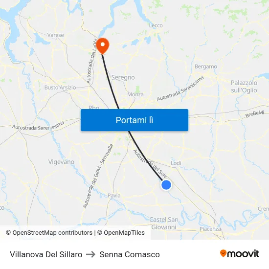 Villanova Del Sillaro to Senna Comasco map