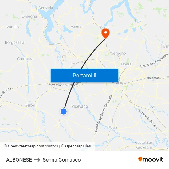 ALBONESE to Senna Comasco map