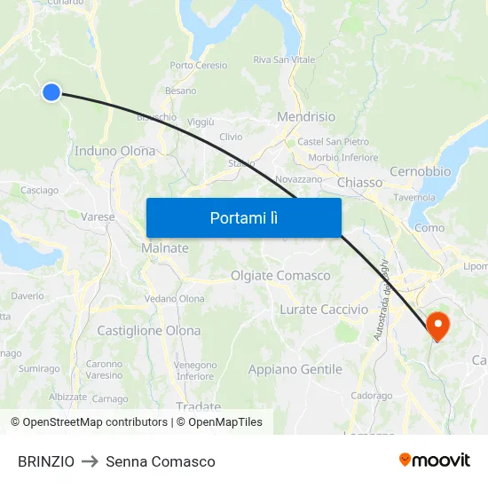 BRINZIO to Senna Comasco map