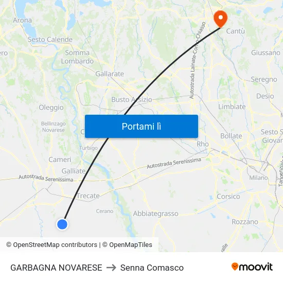 GARBAGNA NOVARESE to Senna Comasco map