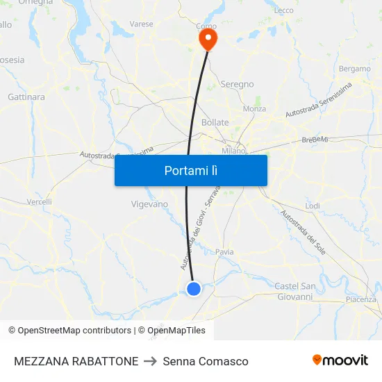 MEZZANA RABATTONE to Senna Comasco map