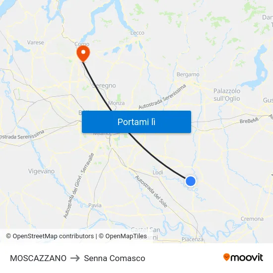 MOSCAZZANO to Senna Comasco map