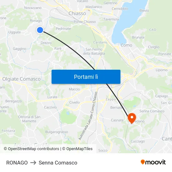 RONAGO to Senna Comasco map