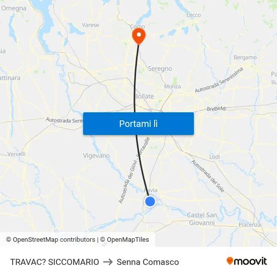TRAVAC? SICCOMARIO to Senna Comasco map
