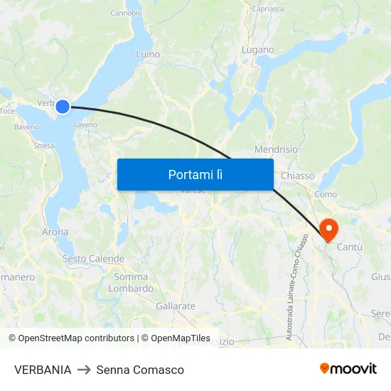 VERBANIA to Senna Comasco map