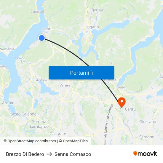 Brezzo Di Bedero to Senna Comasco map