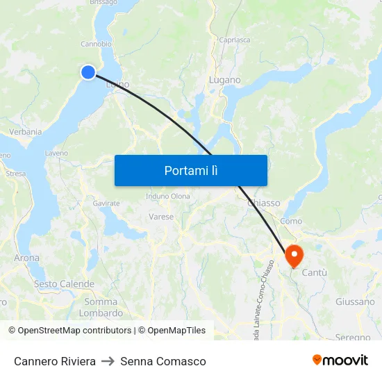 Cannero Riviera to Senna Comasco map