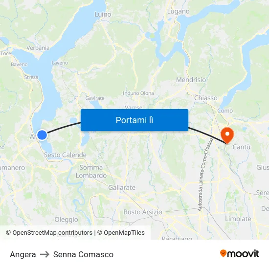 Angera to Senna Comasco map