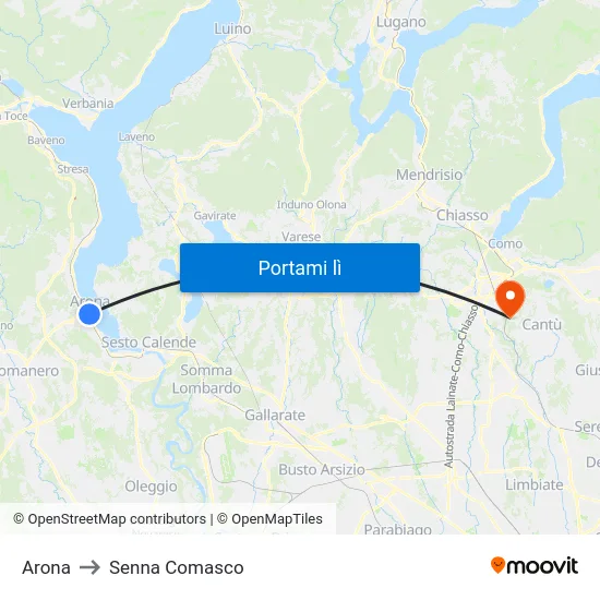 Arona to Senna Comasco map
