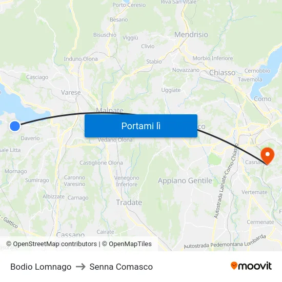 Bodio Lomnago to Senna Comasco map