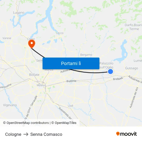 Cologne to Senna Comasco map