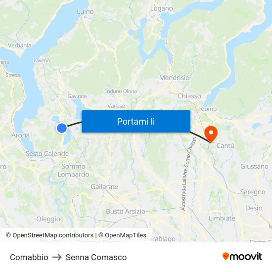 Comabbio to Senna Comasco map