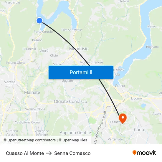 Cuasso Al Monte to Senna Comasco map