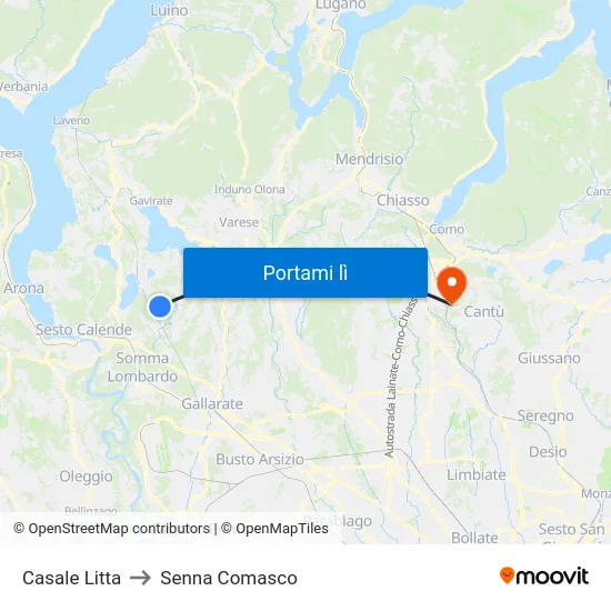 Casale Litta to Senna Comasco map