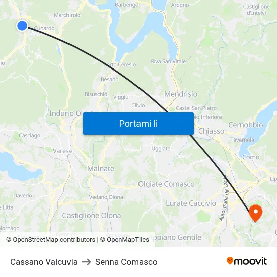 Cassano Valcuvia to Senna Comasco map