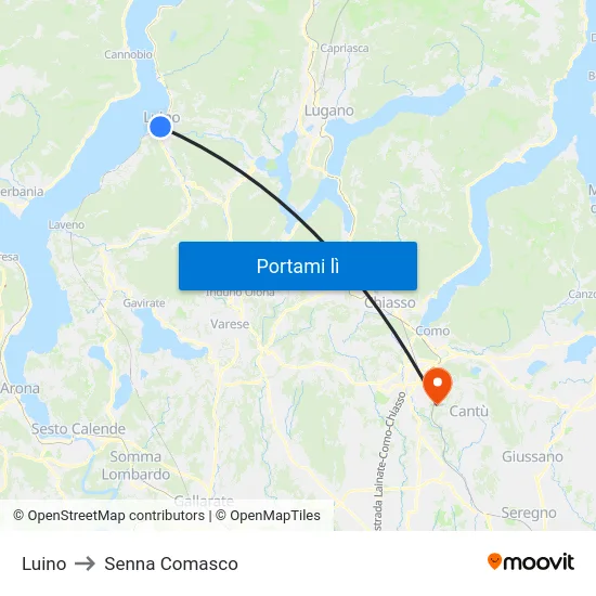 Luino to Senna Comasco map