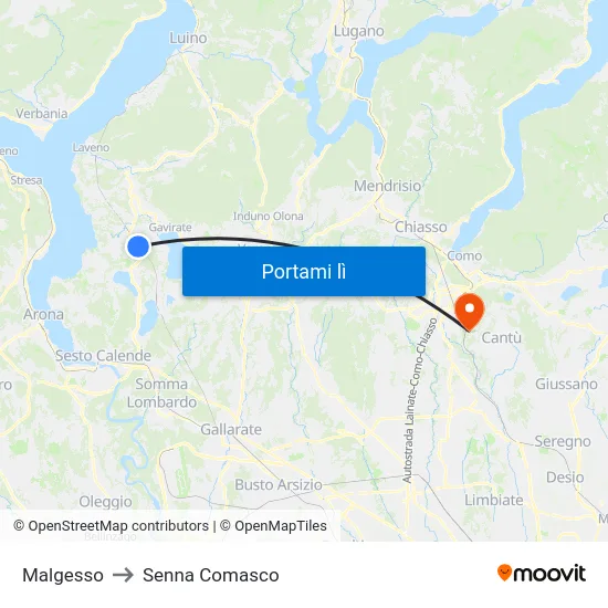 Malgesso to Senna Comasco map