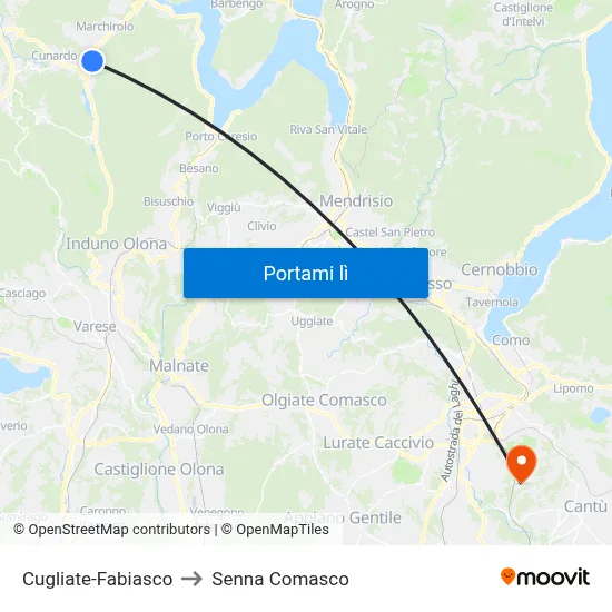 Cugliate-Fabiasco to Senna Comasco map