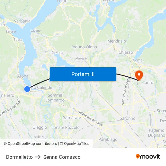 Dormelletto to Senna Comasco map