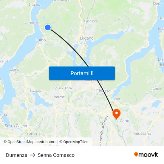 Dumenza to Senna Comasco map