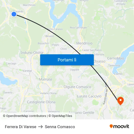 Ferrera Di Varese to Senna Comasco map
