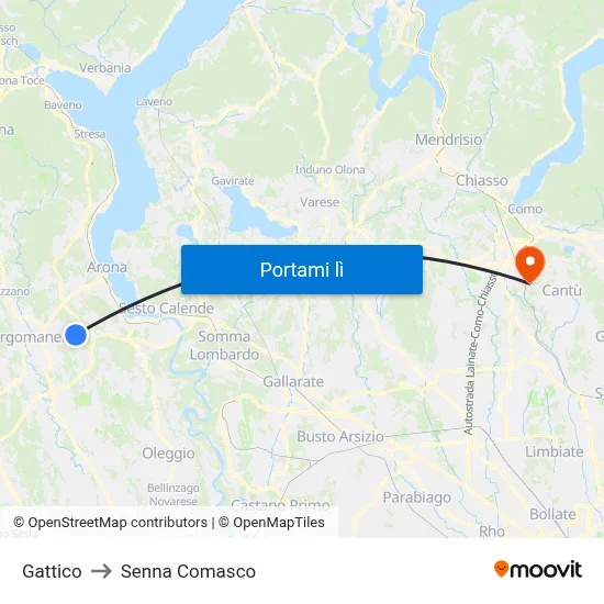 Gattico to Senna Comasco map