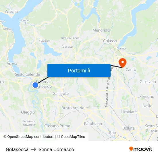Golasecca to Senna Comasco map