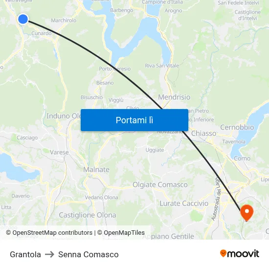 Grantola to Senna Comasco map