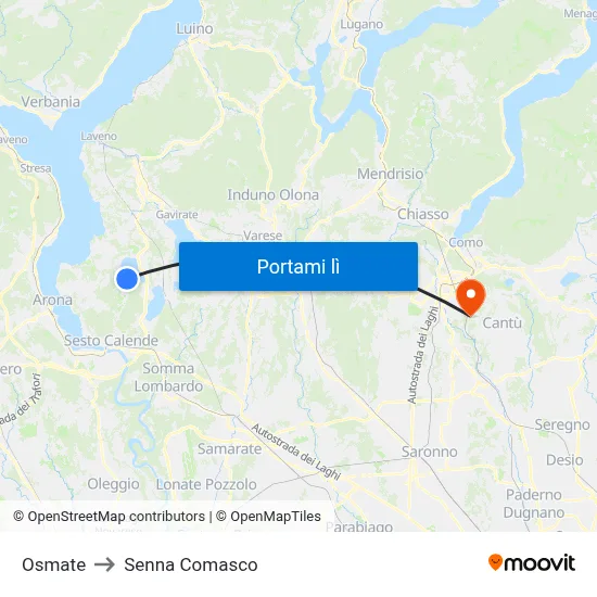 Osmate to Senna Comasco map