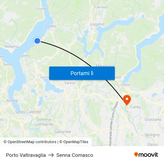 Porto Valtravaglia to Senna Comasco map