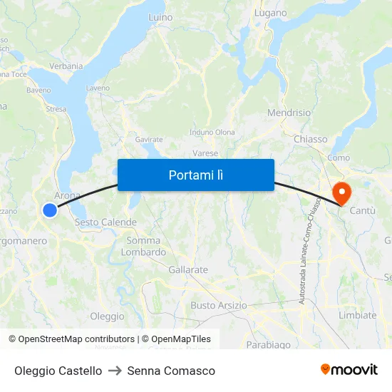 Oleggio Castello to Senna Comasco map