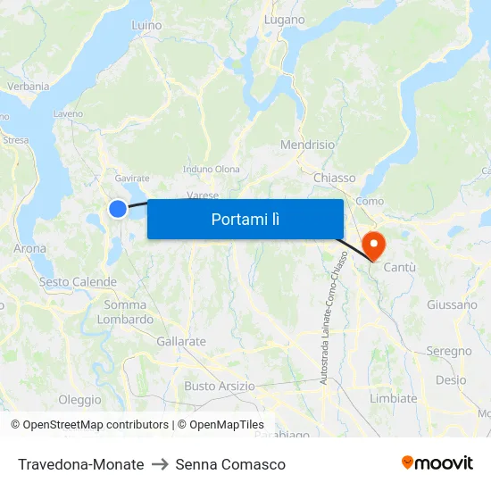 Travedona-Monate to Senna Comasco map
