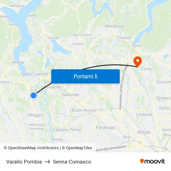 Varallo Pombia to Senna Comasco map