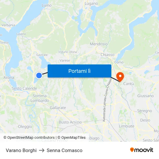 Varano Borghi to Senna Comasco map
