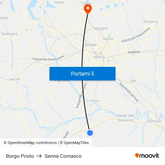 Borgo Priolo to Senna Comasco map