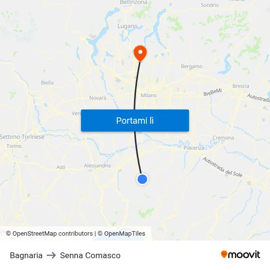 Bagnaria to Senna Comasco map