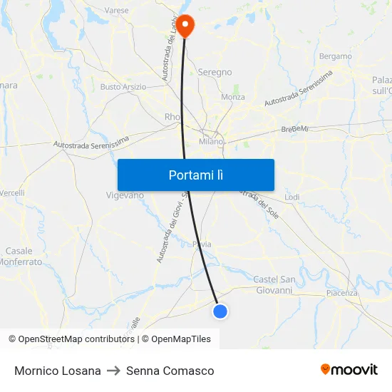 Mornico Losana to Senna Comasco map