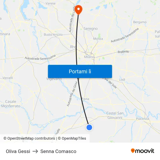Oliva Gessi to Senna Comasco map