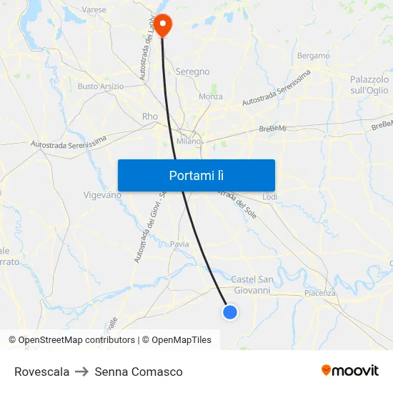 Rovescala to Senna Comasco map
