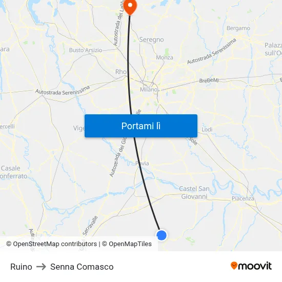 Ruino to Senna Comasco map