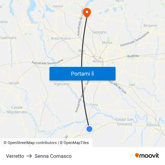 Verretto to Senna Comasco map