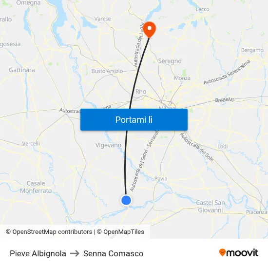 Pieve Albignola to Senna Comasco map
