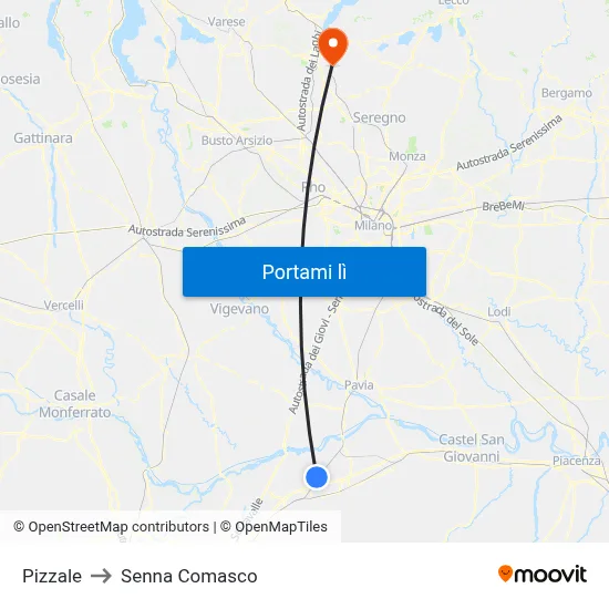 Pizzale to Senna Comasco map
