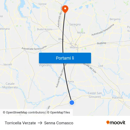 Torricella Verzate to Senna Comasco map