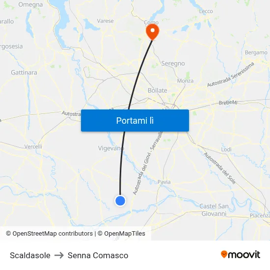 Scaldasole to Senna Comasco map