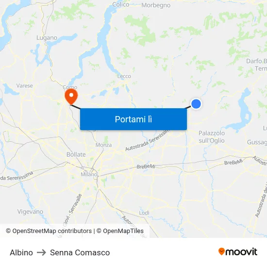 Albino to Senna Comasco map