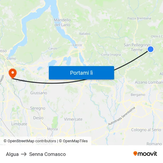 Algua to Senna Comasco map