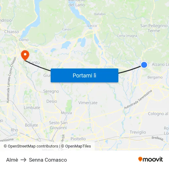 Almè to Senna Comasco map