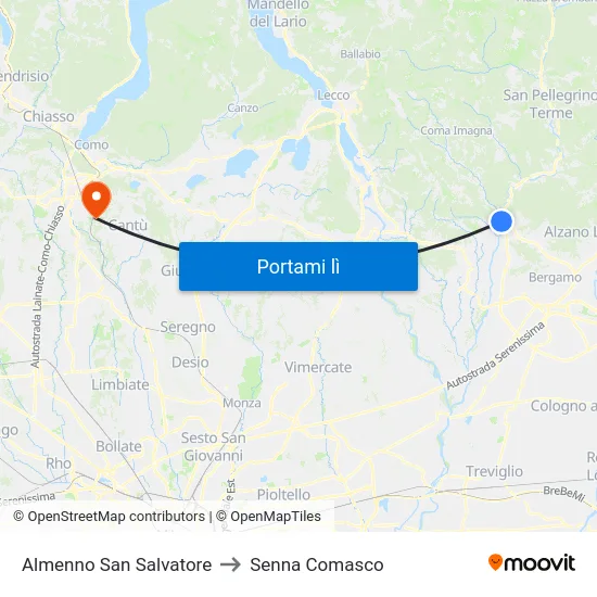 Almenno San Salvatore to Senna Comasco map