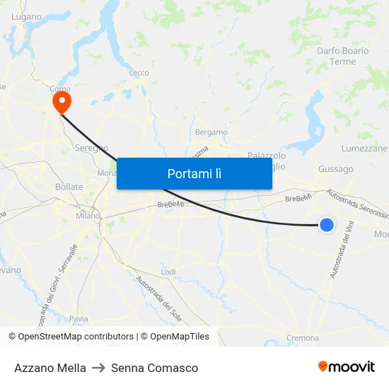 Azzano Mella to Senna Comasco map